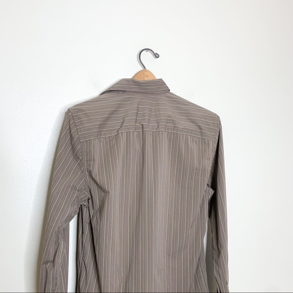 Club Monaco Men's Taupe Colorful Stripe Button Down Shirt XS - Picture 7 of 9